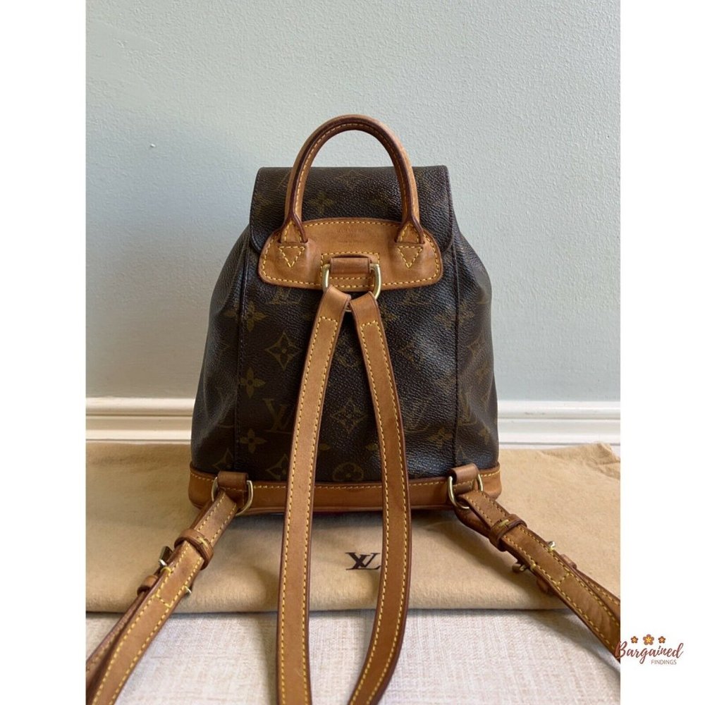 Authentic LOUIS VUITTON Brown Monogram Canvas Leather Montsouris Mini Backpack - Picture 3 of 13